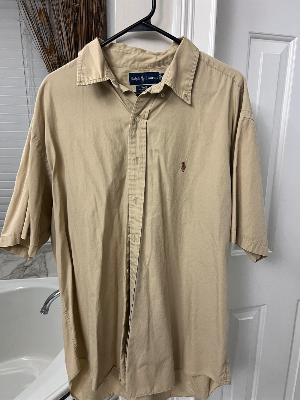 Ralph Lauren Tan Short-Sleeve Button-Down Shirt
